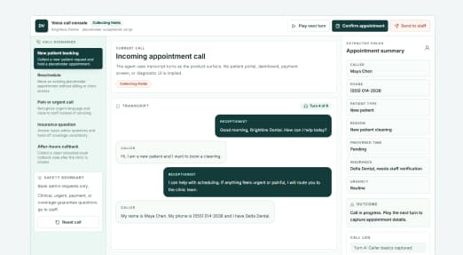 DentalVoice receptionist call console preview