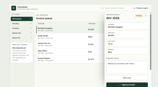 InvoiceDesk invoice tracker preview