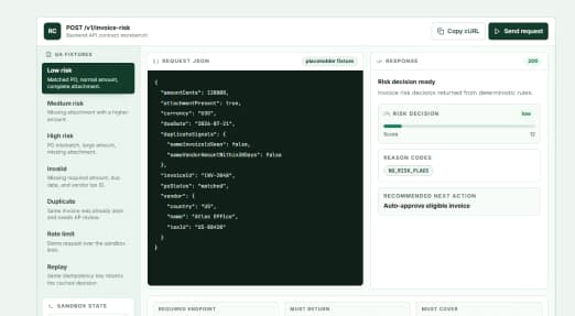 RiskCheck API contract preview